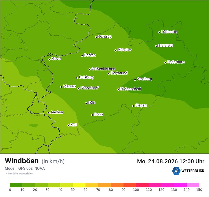 Modellkarte GFS – vmax – nrw