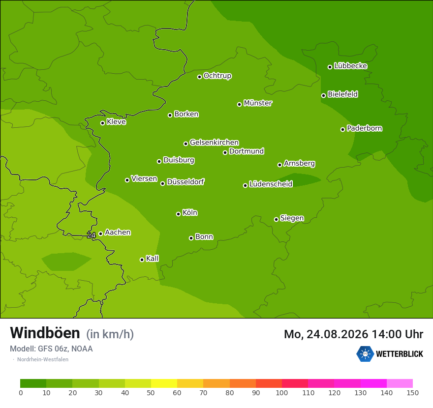Modellkarte GFS – vmax – nrw