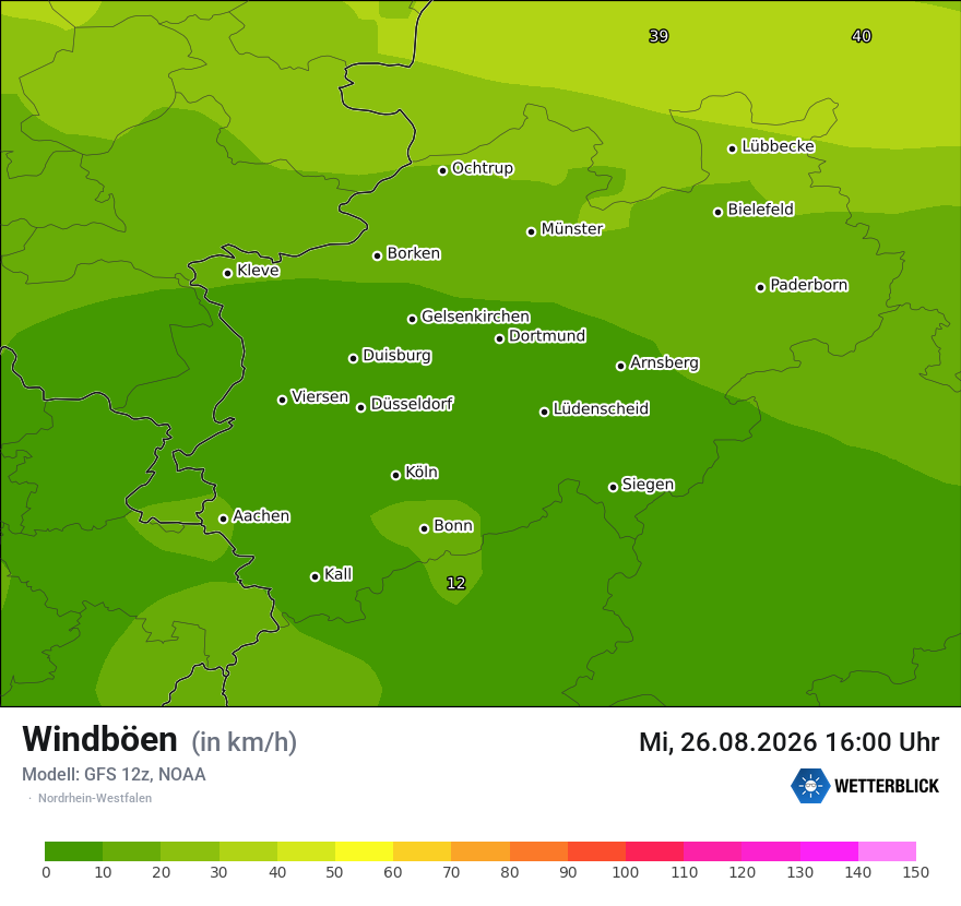 Modellkarte GFS – vmax – nrw