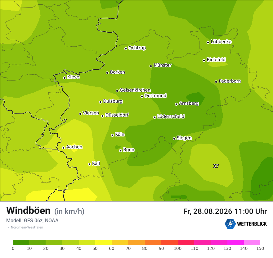 Modellkarte GFS – vmax – nrw