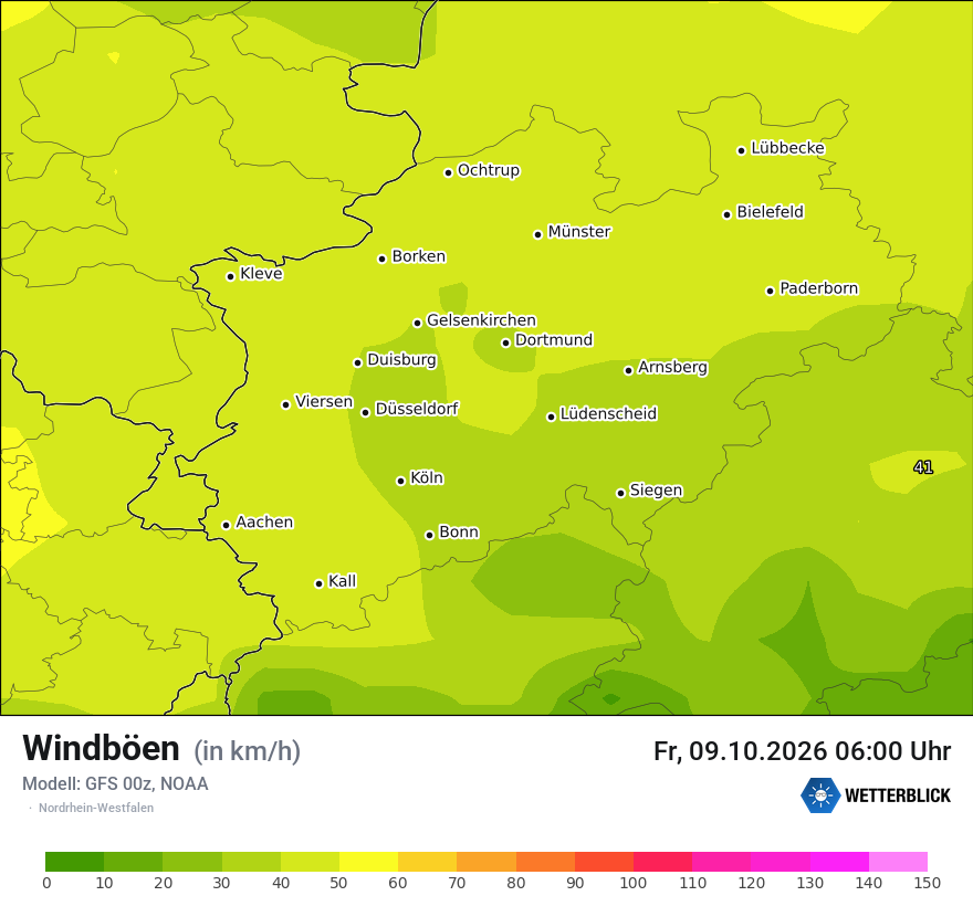 Modellkarte GFS – vmax – nrw
