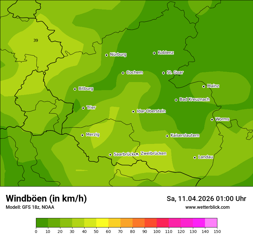 Modellkarte GFS – vmax – rp