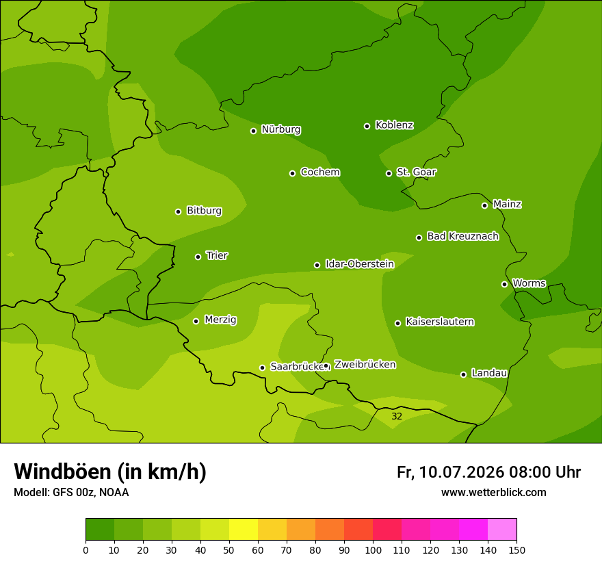 Modellkarte GFS – vmax – rp