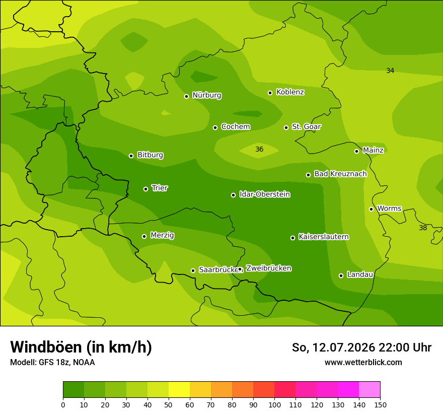 Modellkarte GFS – vmax – rp