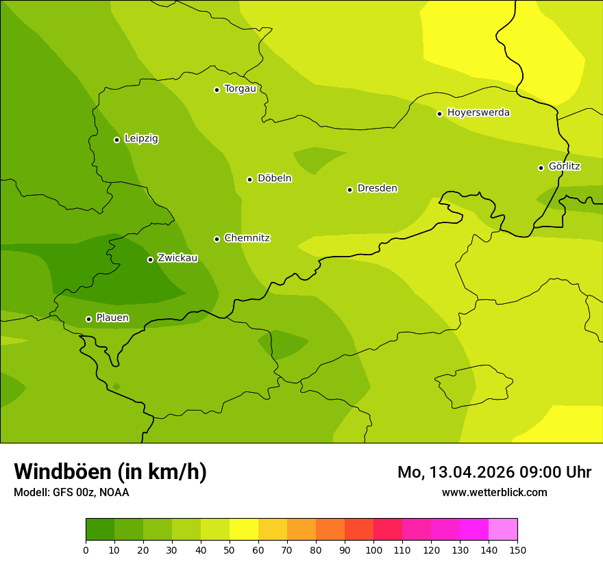 Modellkarte GFS – vmax – sn