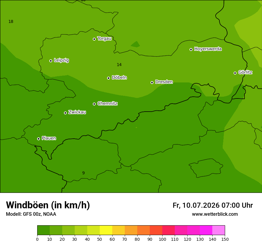 Modellkarte GFS – vmax – sn