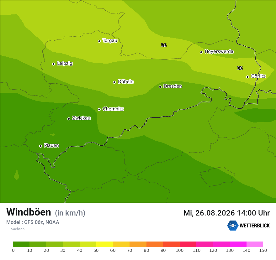Modellkarte GFS – vmax – sn