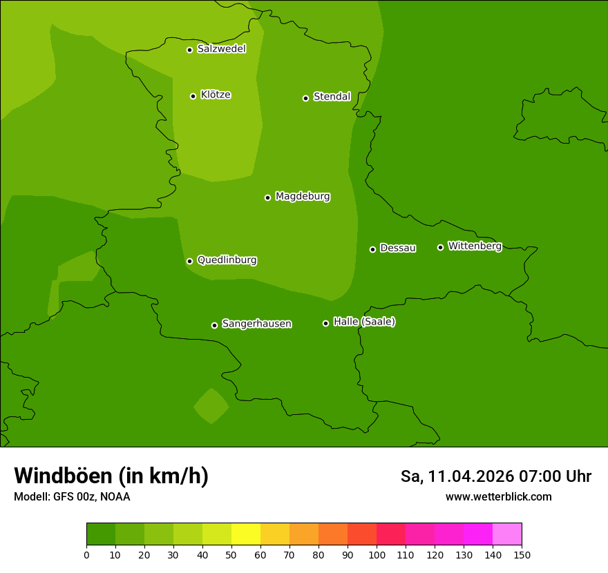 Modellkarte GFS – vmax – st