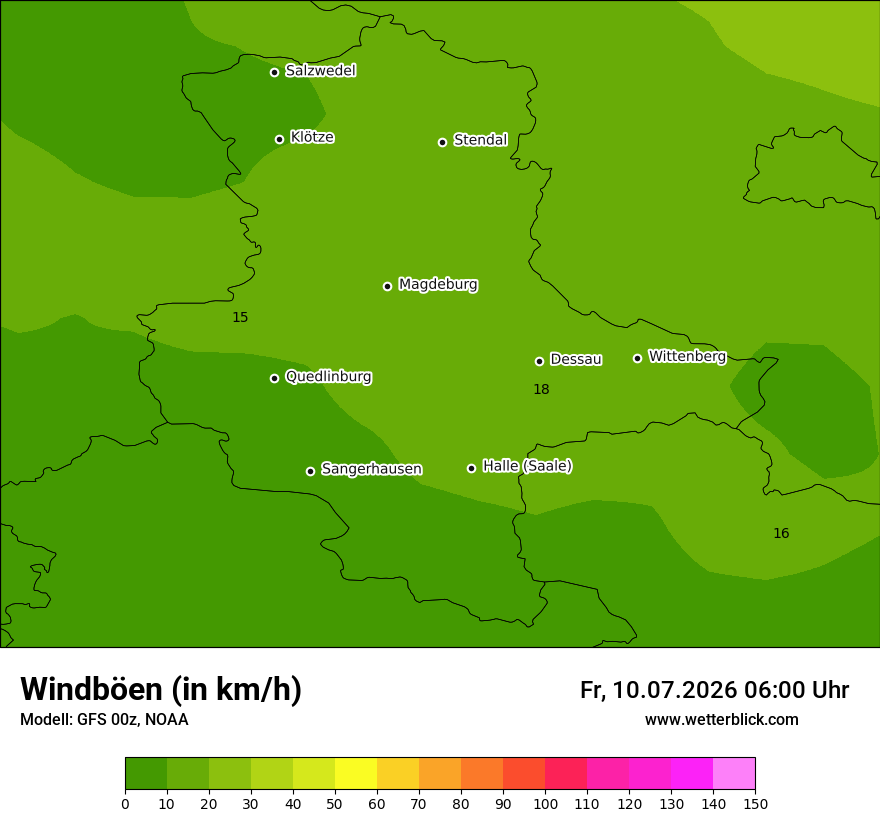 Modellkarte GFS – vmax – st