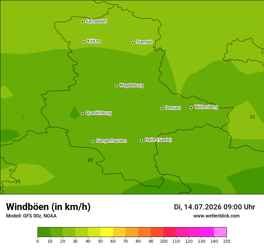 Modellkarte GFS – vmax – st