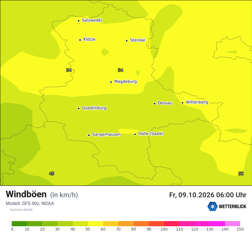 Modellkarte GFS – vmax – st