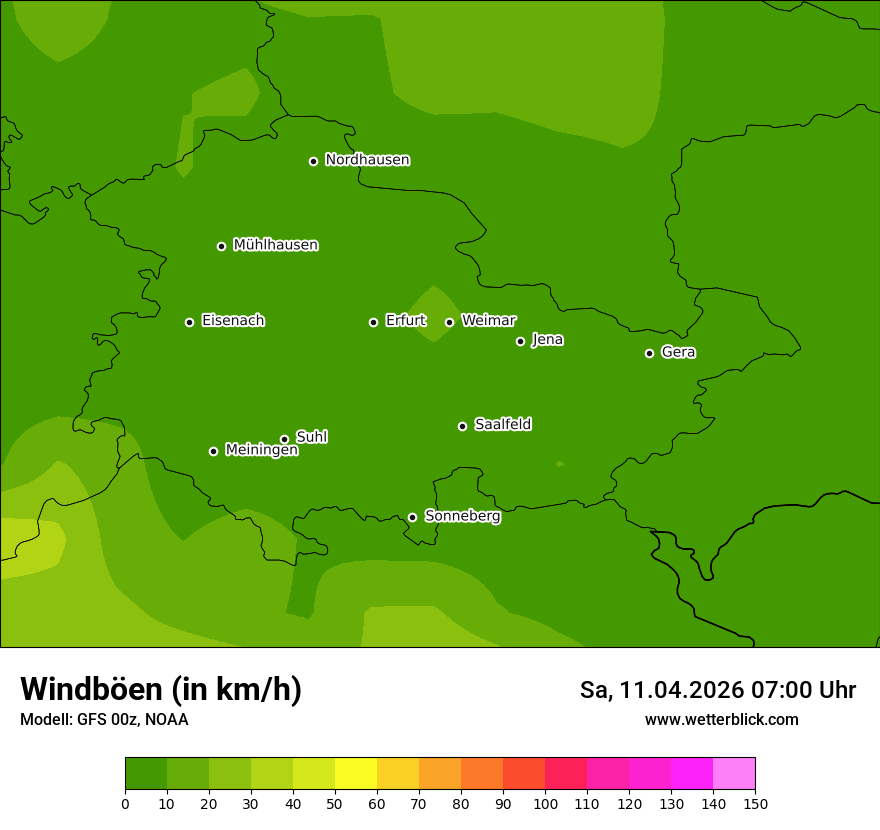 Modellkarte GFS – vmax – th