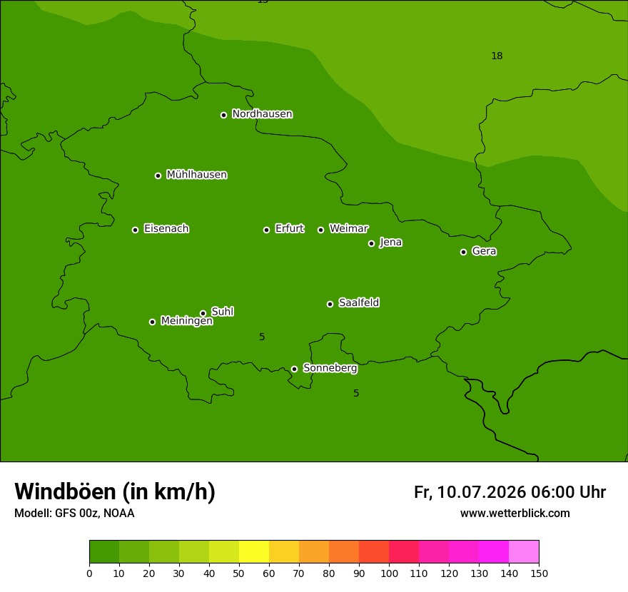 Modellkarte GFS – vmax – th