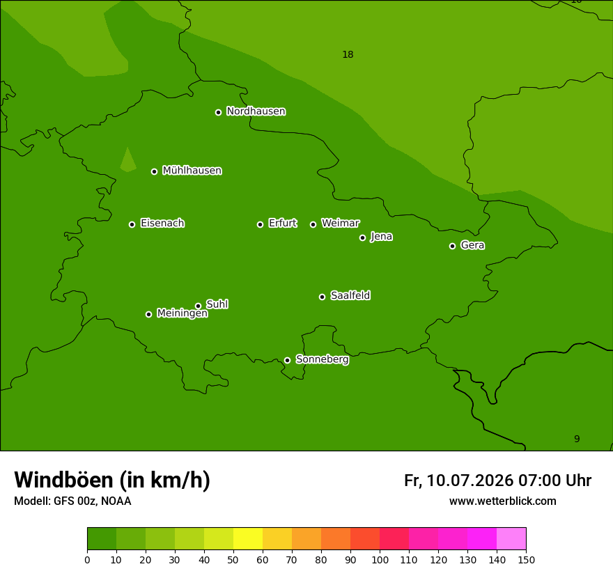 Modellkarte GFS – vmax – th