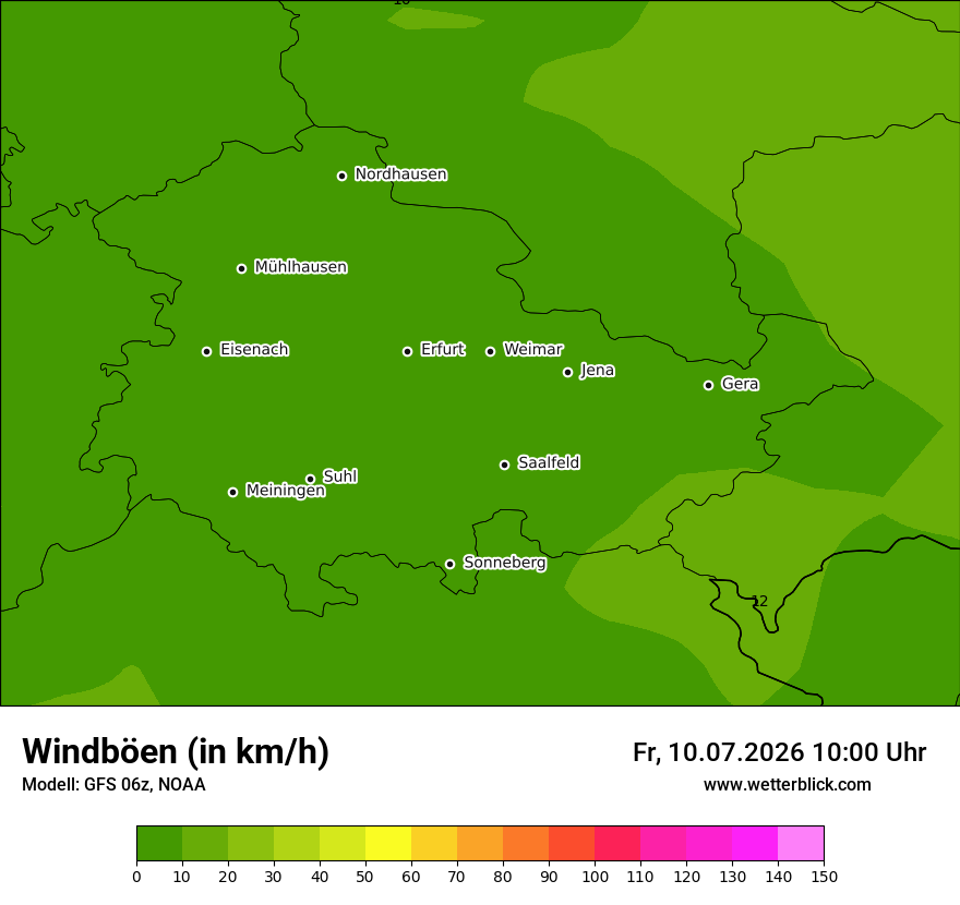 Modellkarte GFS – vmax – th