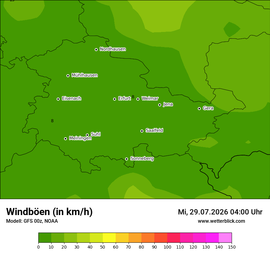 Modellkarte GFS – vmax – th