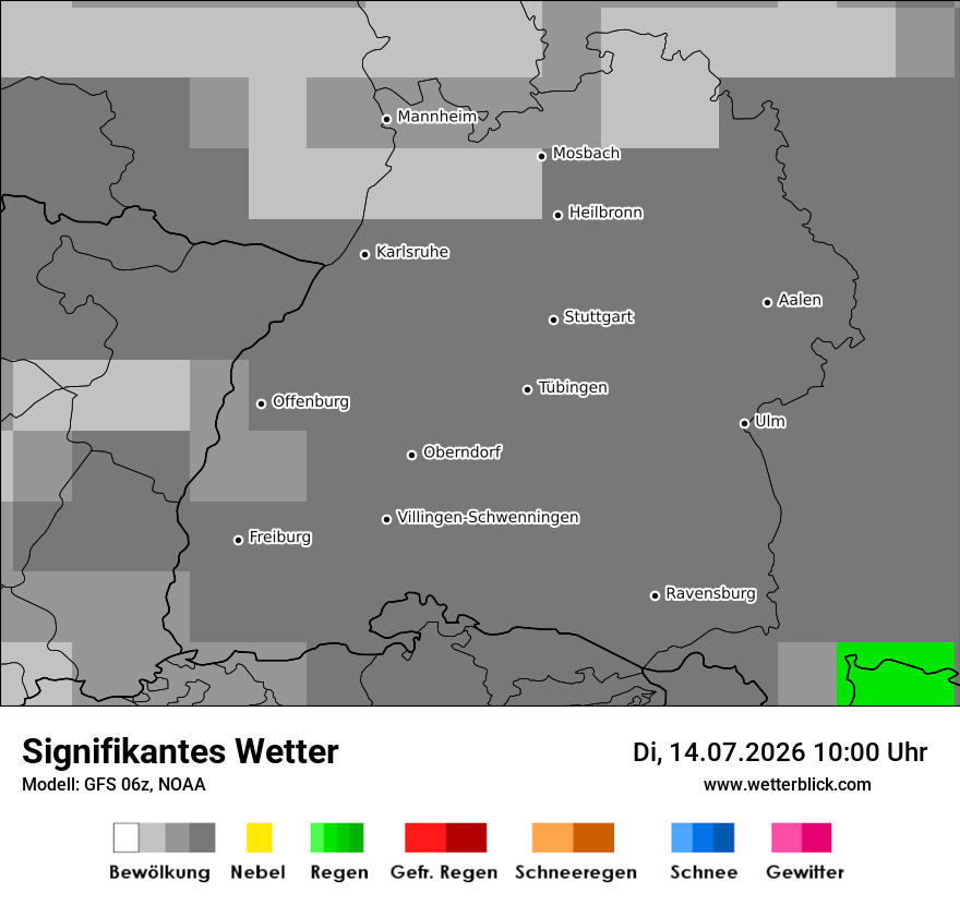 Modellkarte GFS – ww – bw
