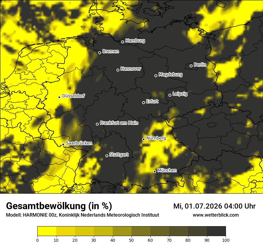 Modellkarte HARMONIE – clct – deutschland