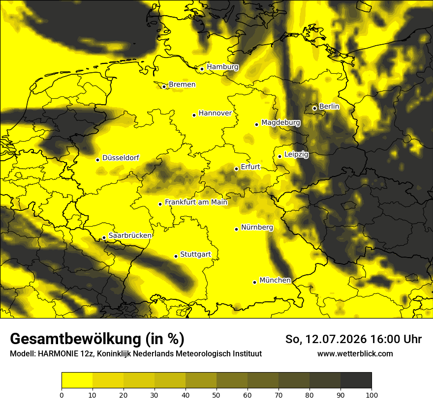 Modellkarte HARMONIE – clct – deutschland