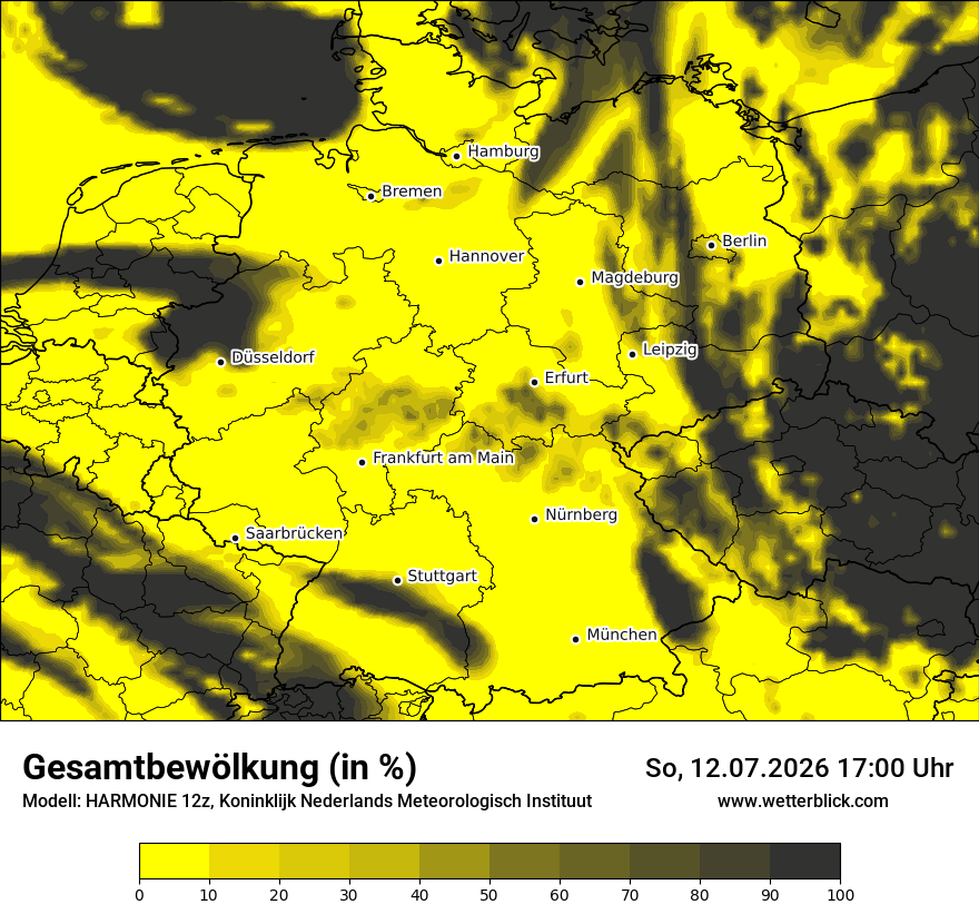 Modellkarte HARMONIE – clct – deutschland