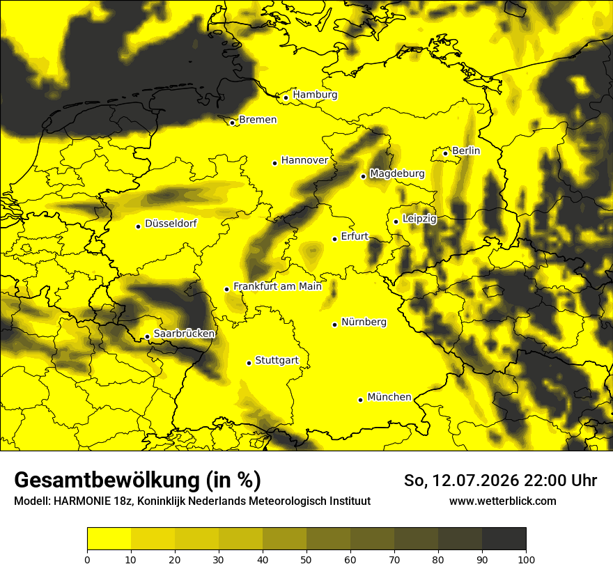 Modellkarte HARMONIE – clct – deutschland