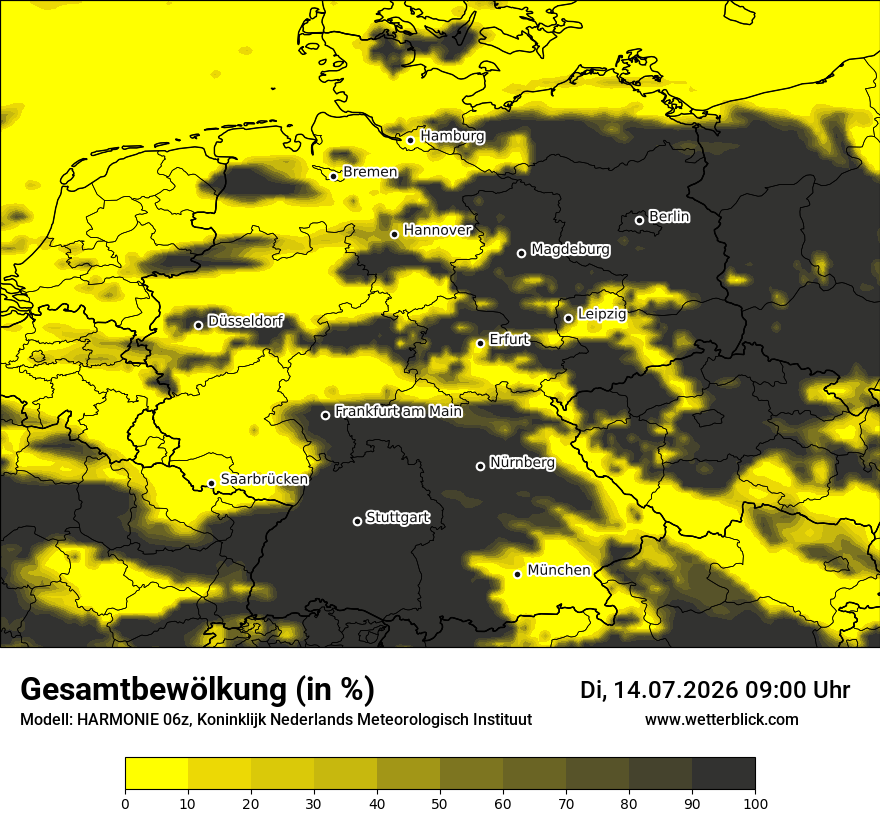 Modellkarte HARMONIE – clct – deutschland