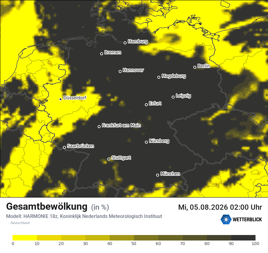 Modellkarte HARMONIE – clct – deutschland