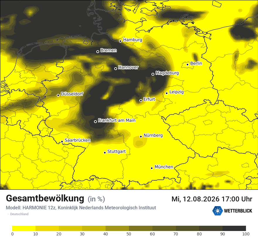 Modellkarte HARMONIE – clct – deutschland