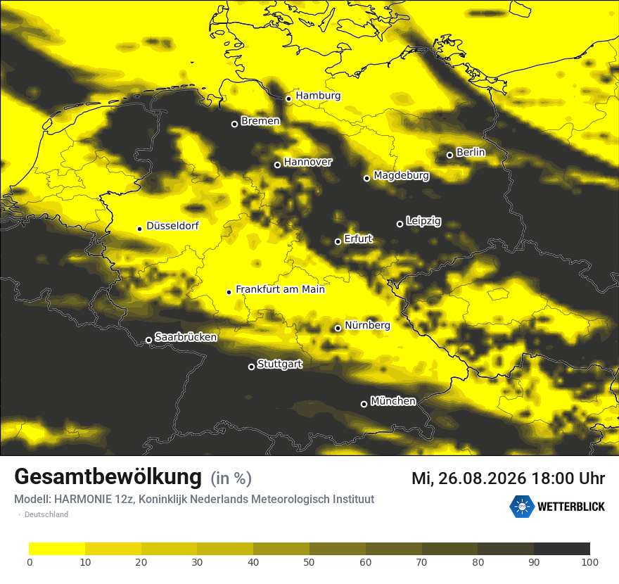 Modellkarte HARMONIE – clct – deutschland