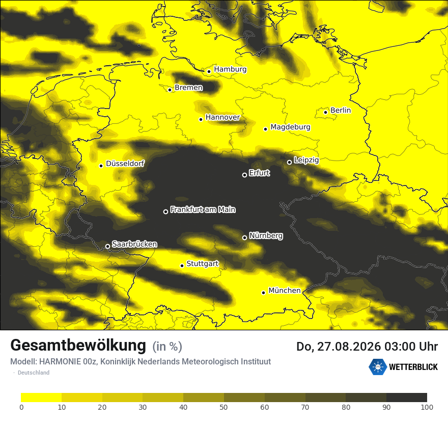 Modellkarte HARMONIE – clct – deutschland