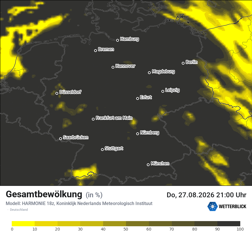 Modellkarte HARMONIE – clct – deutschland
