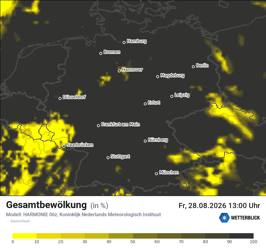 Modellkarte HARMONIE – clct – deutschland