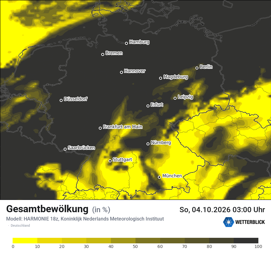 Modellkarte HARMONIE – clct – deutschland