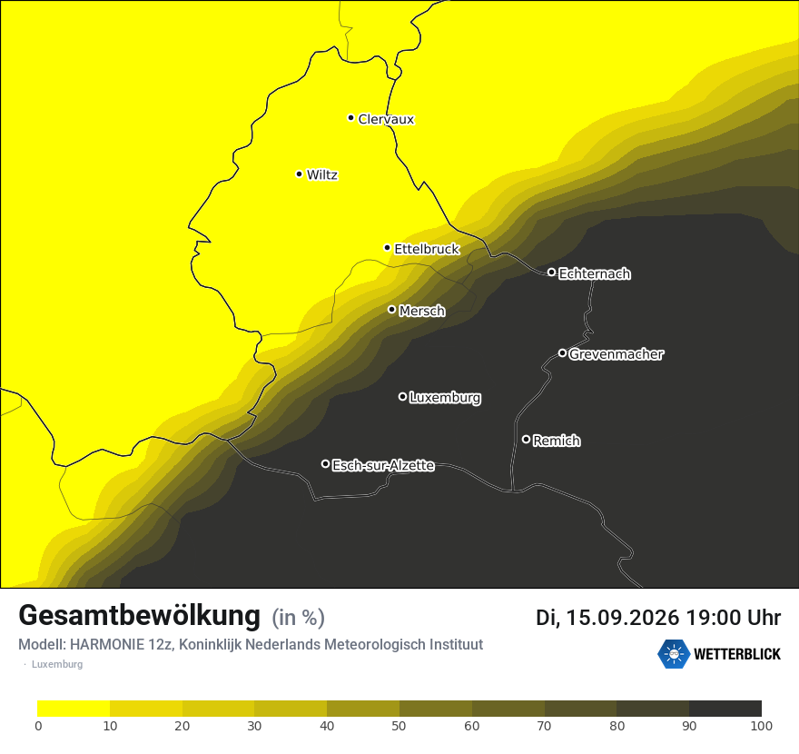 Modellkarte HARMONIE – clct – luxemburg