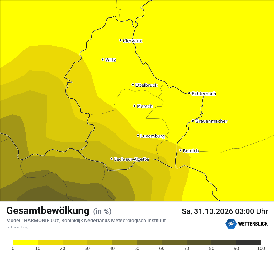 Modellkarte HARMONIE – clct – luxemburg