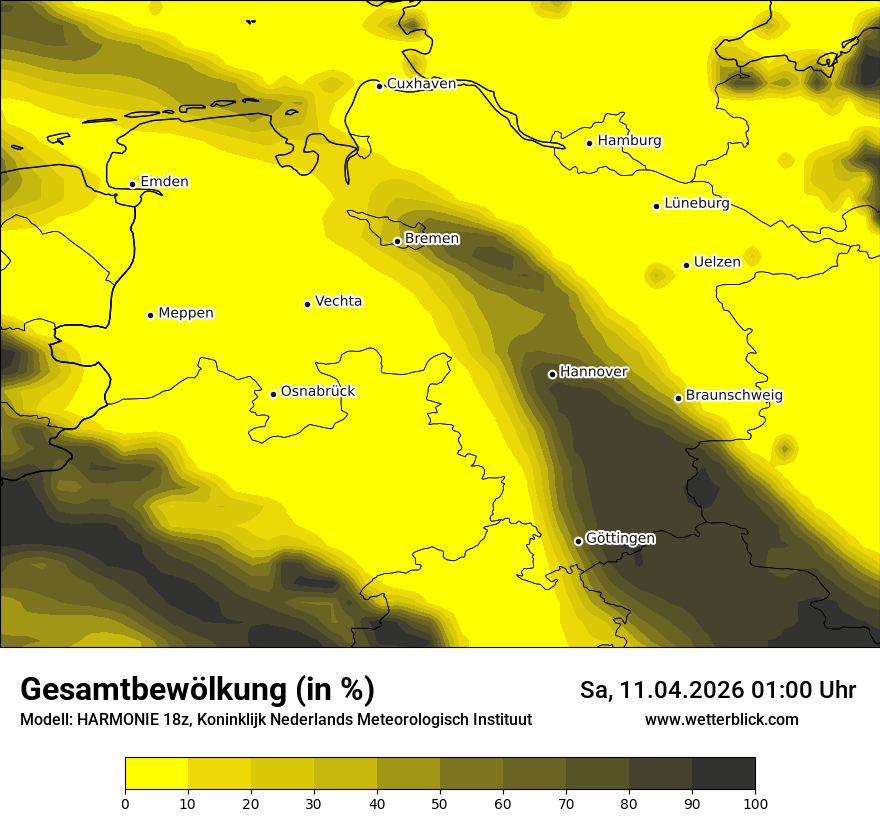 Modellkarte HARMONIE – clct – ni