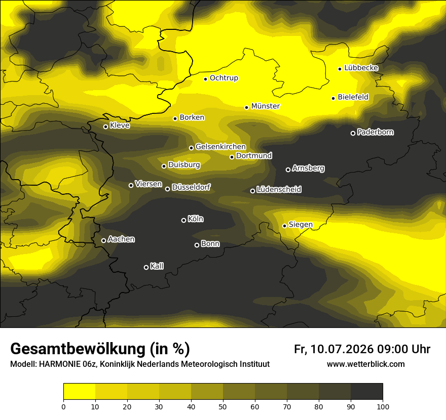 Modellkarte HARMONIE – clct – nrw