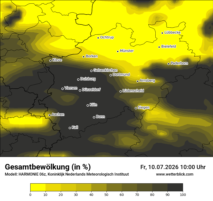 Modellkarte HARMONIE – clct – nrw