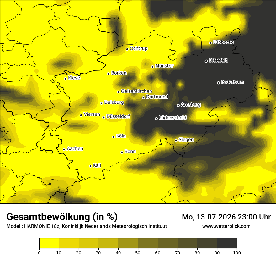 Modellkarte HARMONIE – clct – nrw