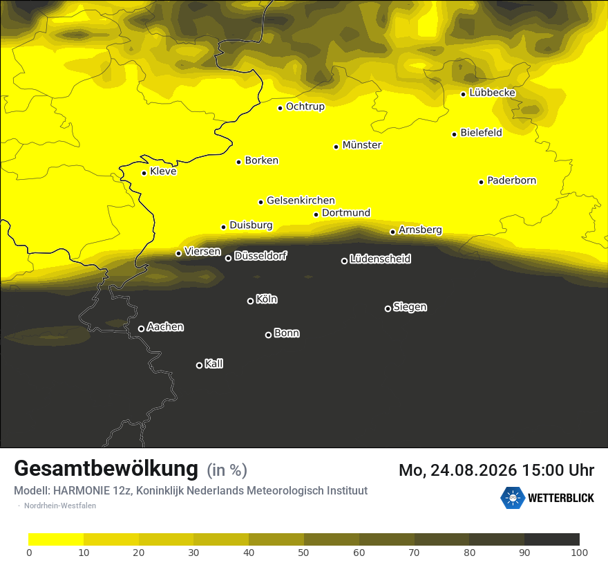 Modellkarte HARMONIE – clct – nrw