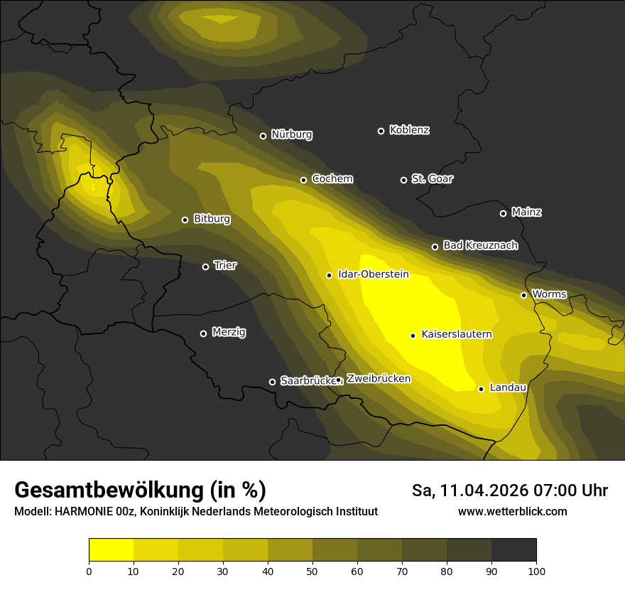 Modellkarte HARMONIE – clct – rp