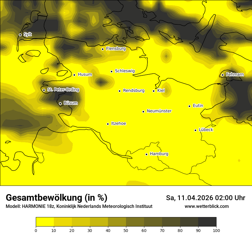 Modellkarte HARMONIE – clct – sh