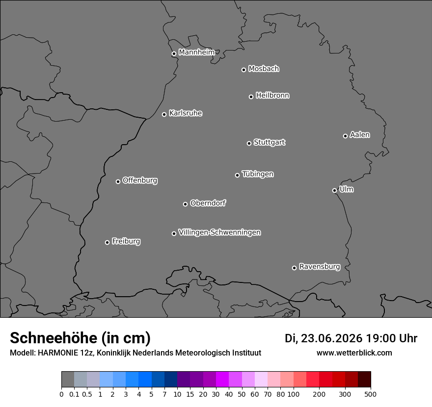 Modellkarte HARMONIE – h_snow – bw
