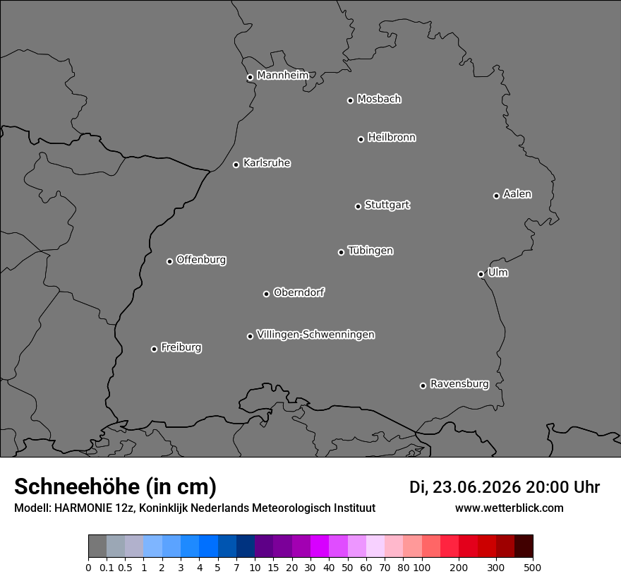 Modellkarte HARMONIE – h_snow – bw