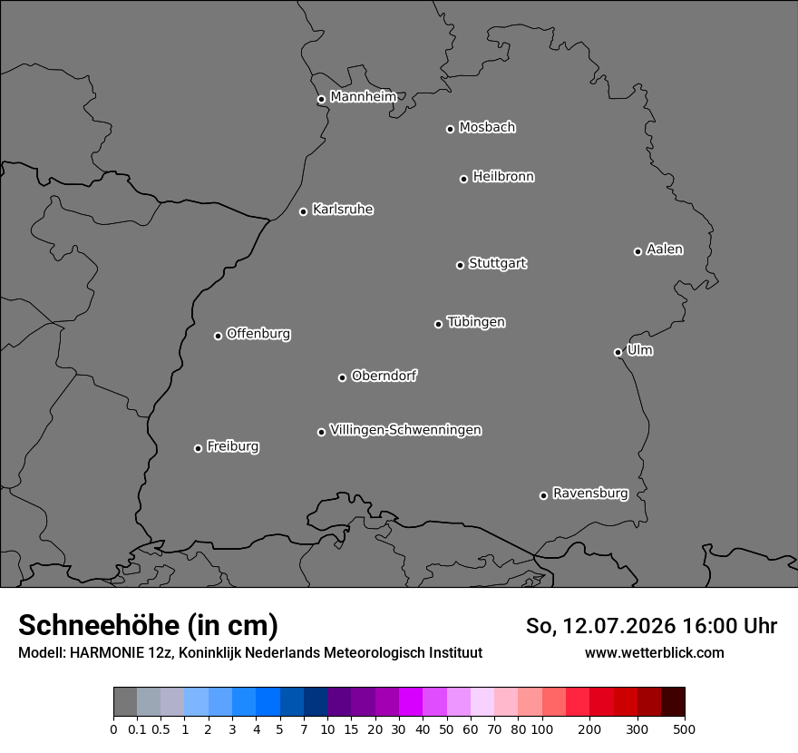 Modellkarte HARMONIE – h_snow – bw