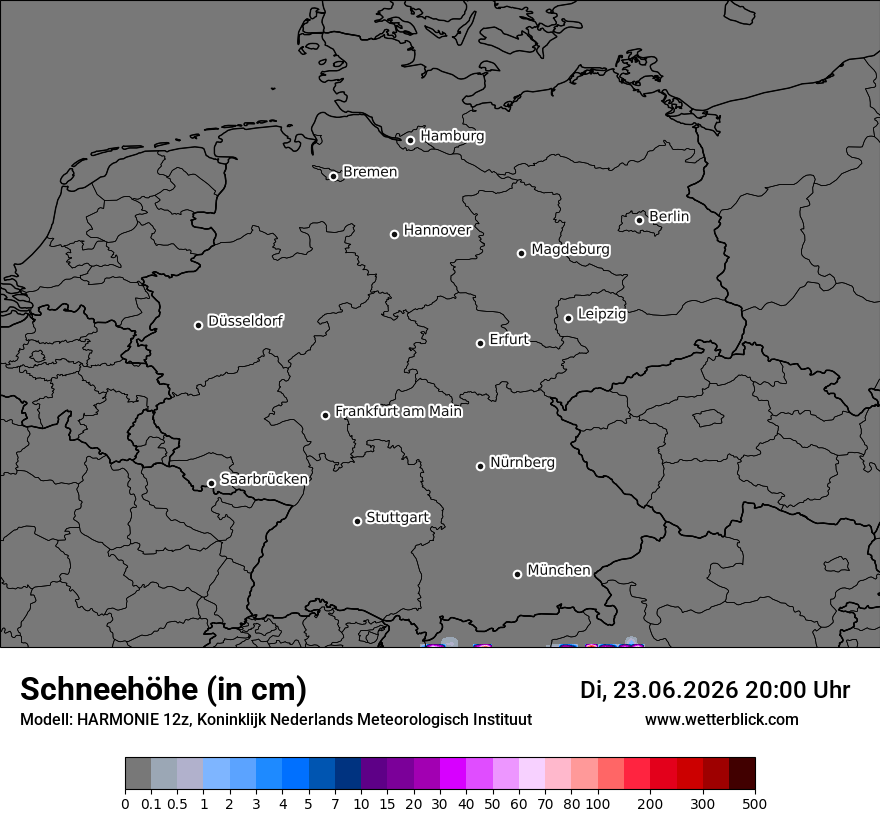 Modellkarte HARMONIE – h_snow – deutschland
