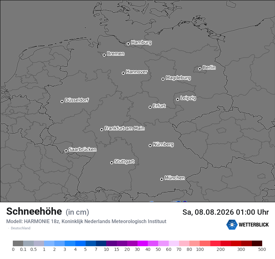 Modellkarte HARMONIE – h_snow – deutschland