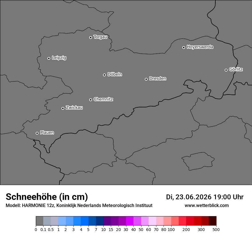 Modellkarte HARMONIE – h_snow – sn