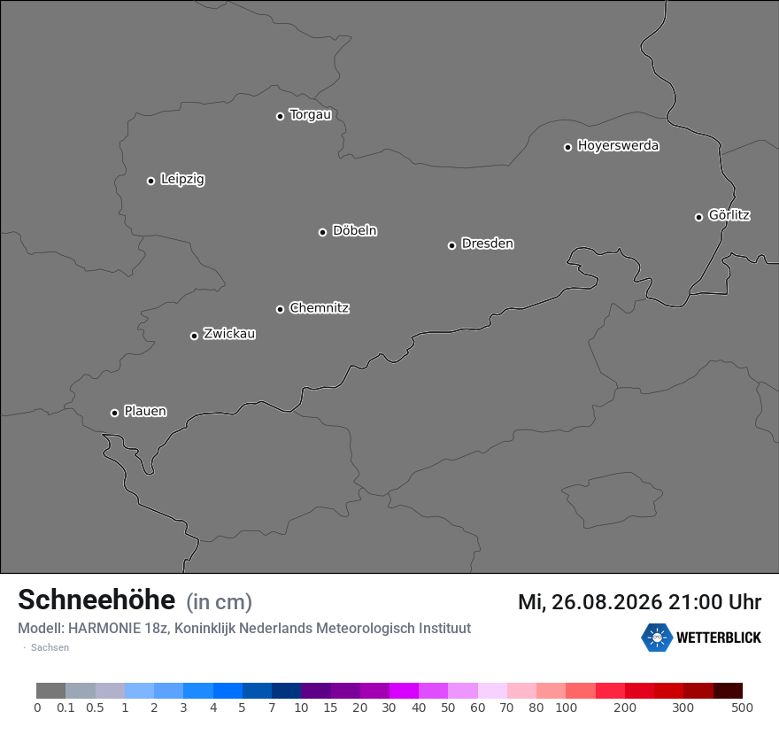 Modellkarte HARMONIE – h_snow – sn