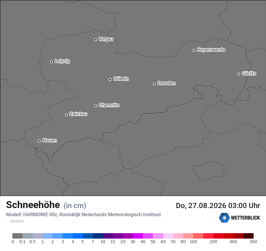 Modellkarte HARMONIE – h_snow – sn